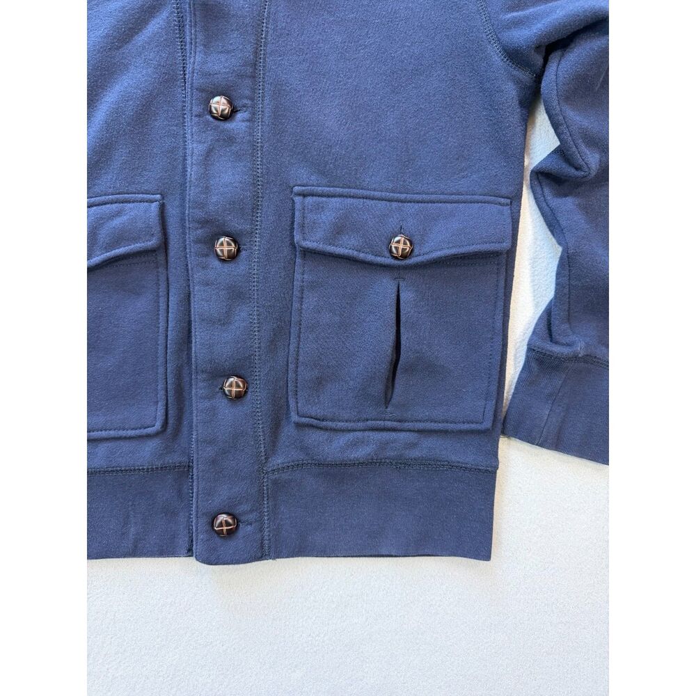Men’s Medium Navy Button Front Cardigan Jacket Fleece Pockets - Picture 9 of 10